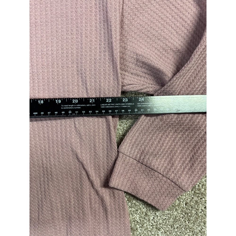 Waffle Knit Henley Tunic Top Dusty Mauve V-Neck 3/4 Sleeve Plus Size 4XL - Picture 5 of 6